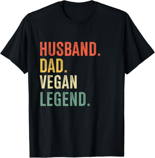 Mens Vegetarian Funny Husband Dad Vegan Legend Vintage T-Shi... - Image 2